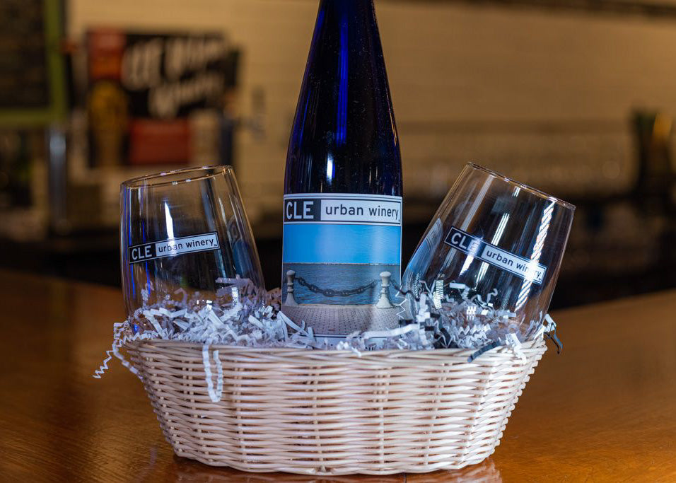 White Wine Gift Basket with Wine Glasses